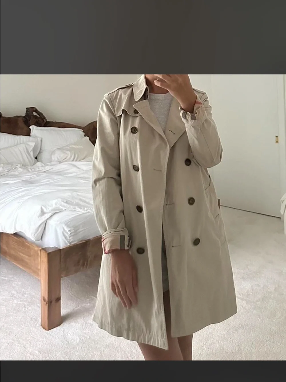 Burberry Brit Light Beige Trench Jacket with Signature Check - Picture 4 of 5
